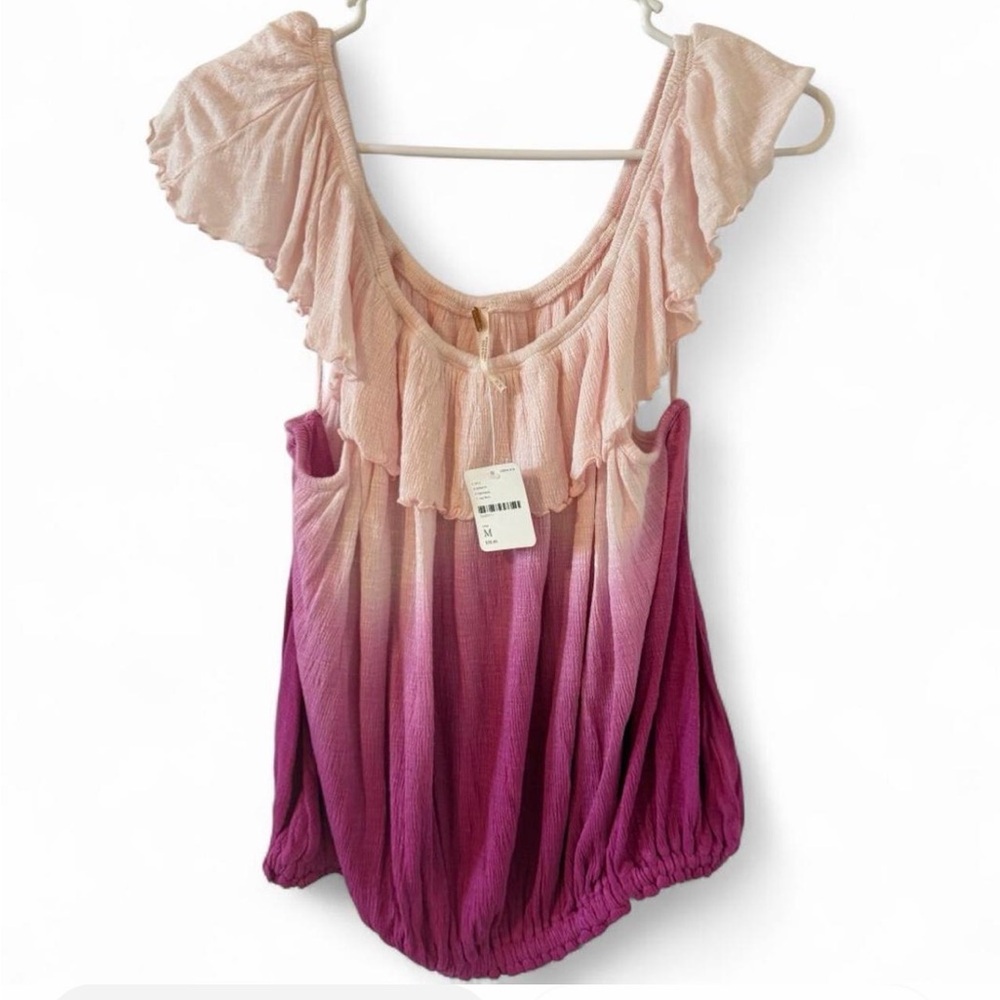 FREE PEOPLE CORA LEE Off the Shoulder Ombré Top med nwt - Picture 6 of 6